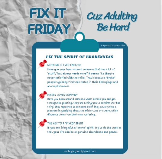 Fix It Friday: Fix the Spirit of Brokenness